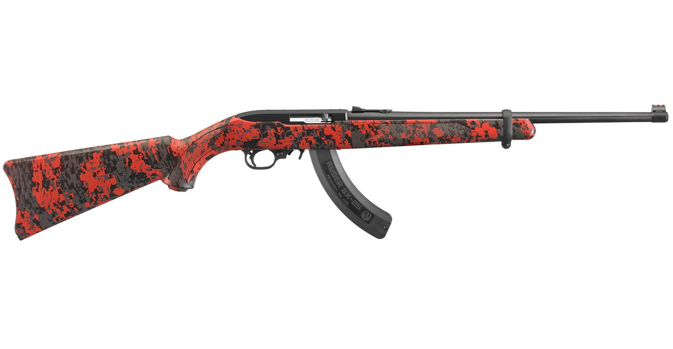 10/22 22LR Rimfire Rifle with Red Digital Camo Stock