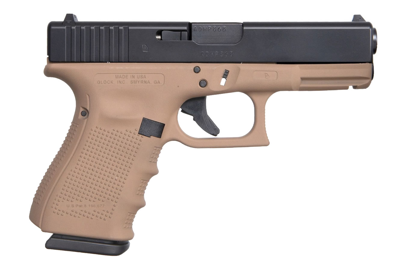 19 Gen5 9mm Pistol with Cerakote Dark Earth Frame and Black Slide