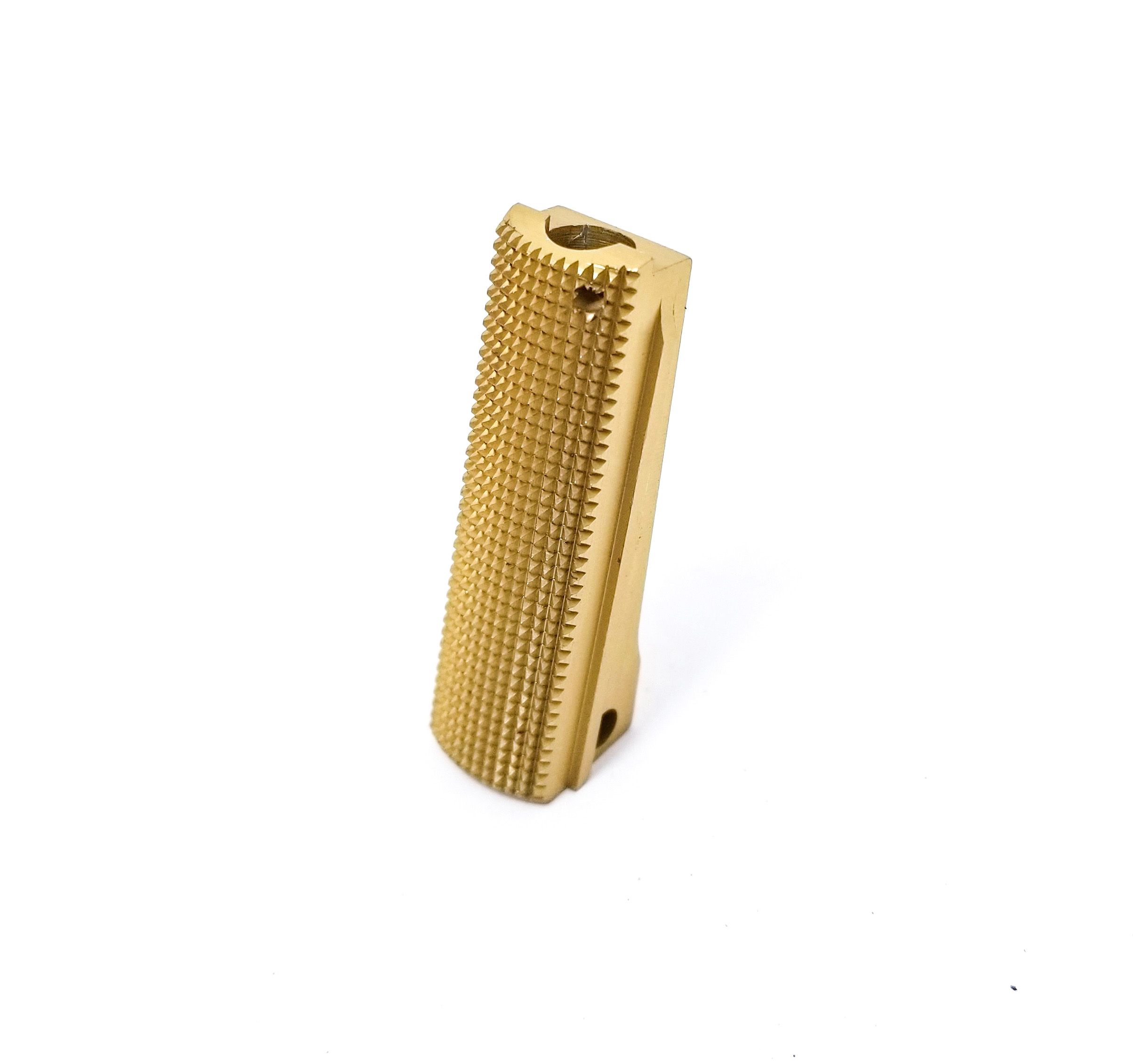 1911 Alloy Mainspring Housing - Government, Checkered, Gold