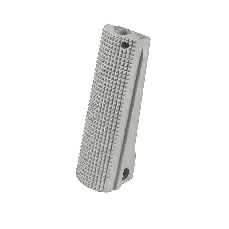 1911 Alloy Mainspring Housing - Government, Checkered, Silver