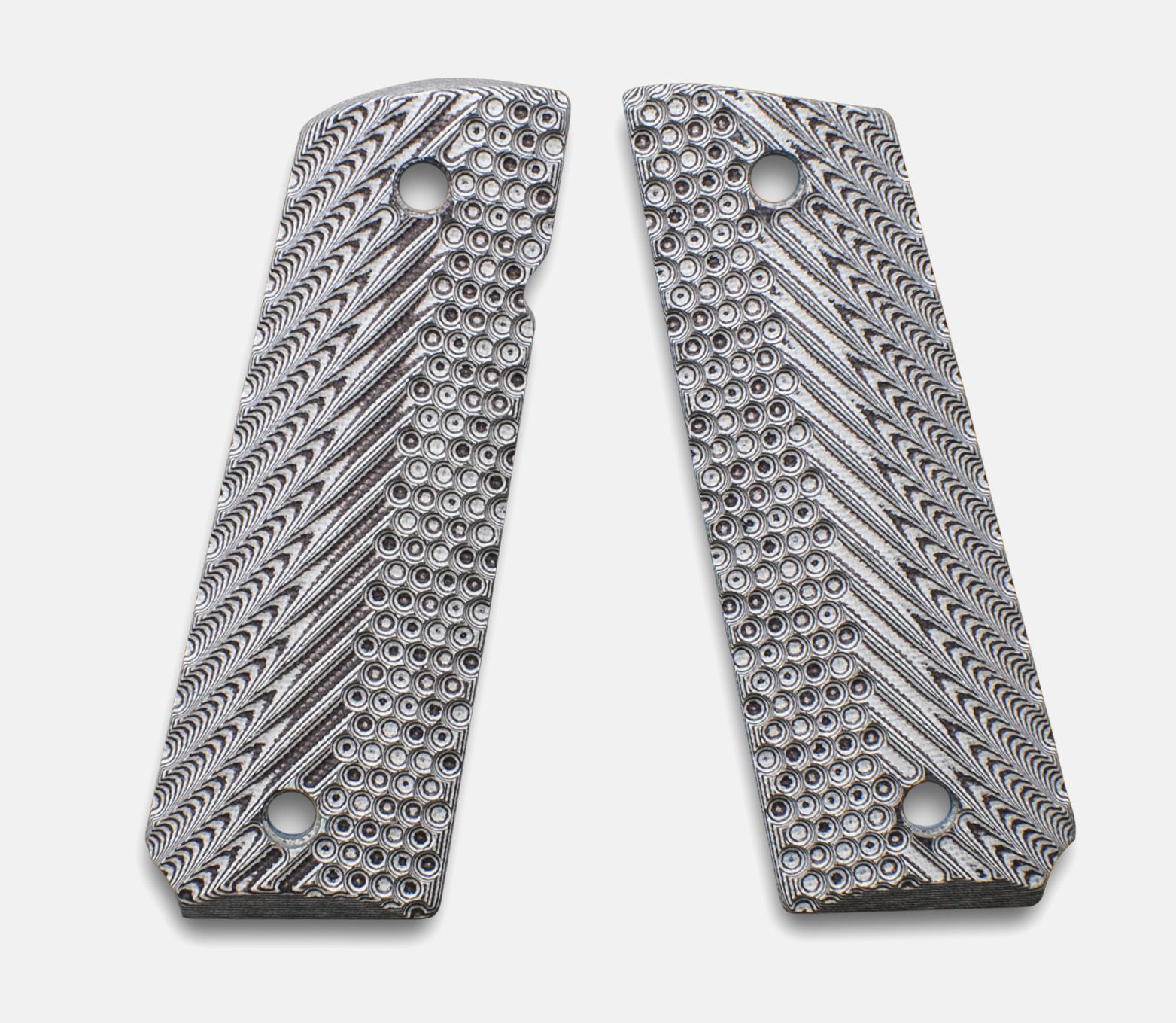 1911 Full Size Grips, G-10 White / Black, Ripple Design, Beveled Bottom — image 2