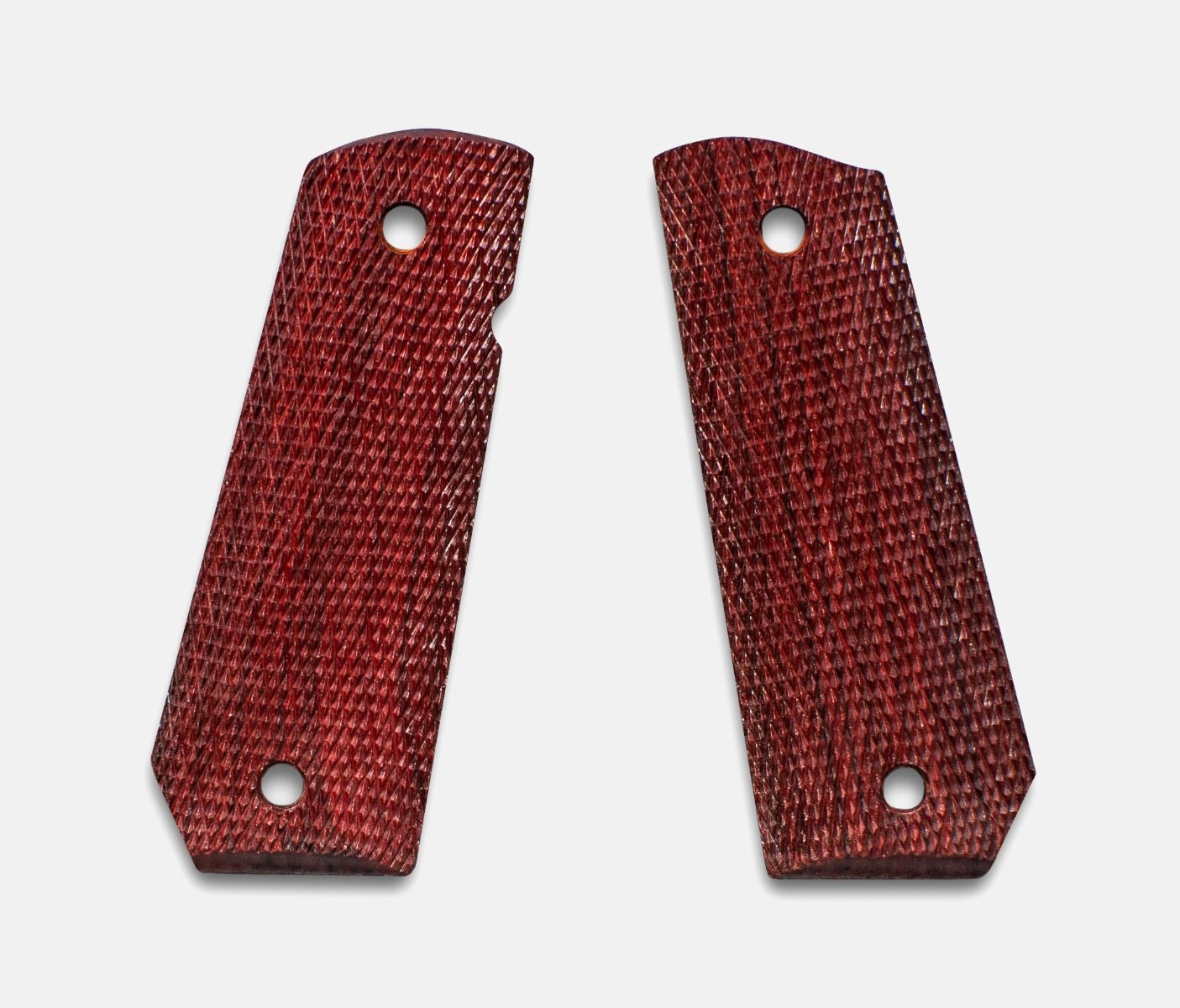 1911 Full Size Grips, Red Cocobolo, Checkered, Carry Cut