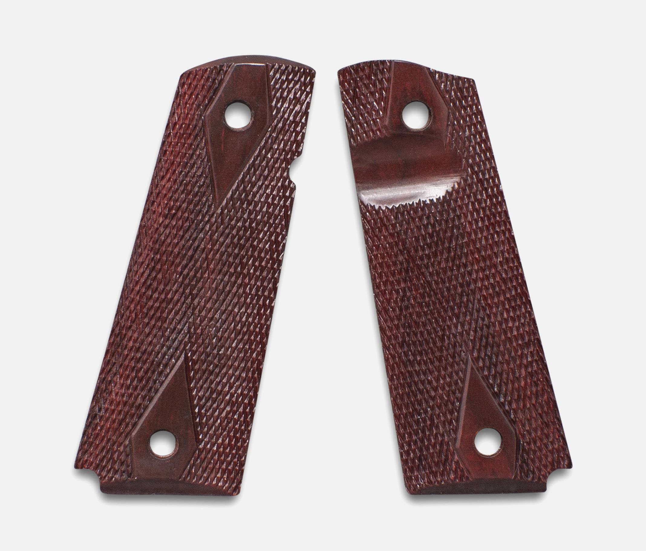 1911 Full Size Grips, Red Cocobolo, Diamond Checkered Bev Bottom, TG