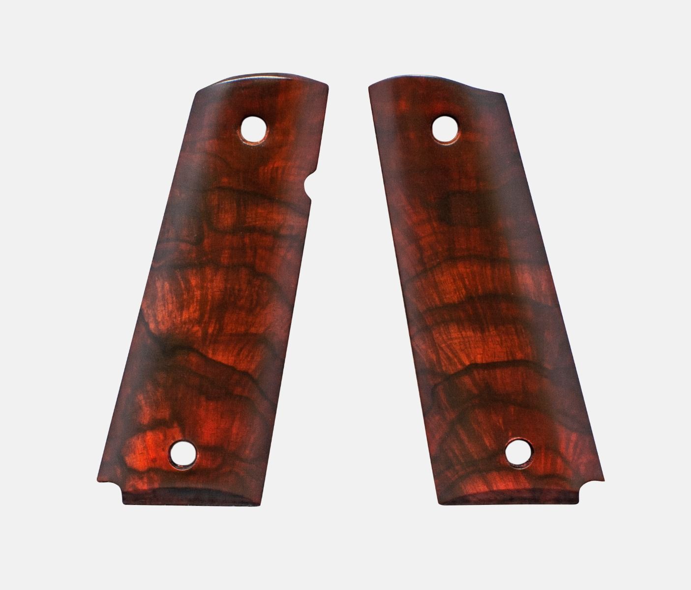1911 Full Size Grips, Red Cocobolo, Smooth, Beveled Bottom