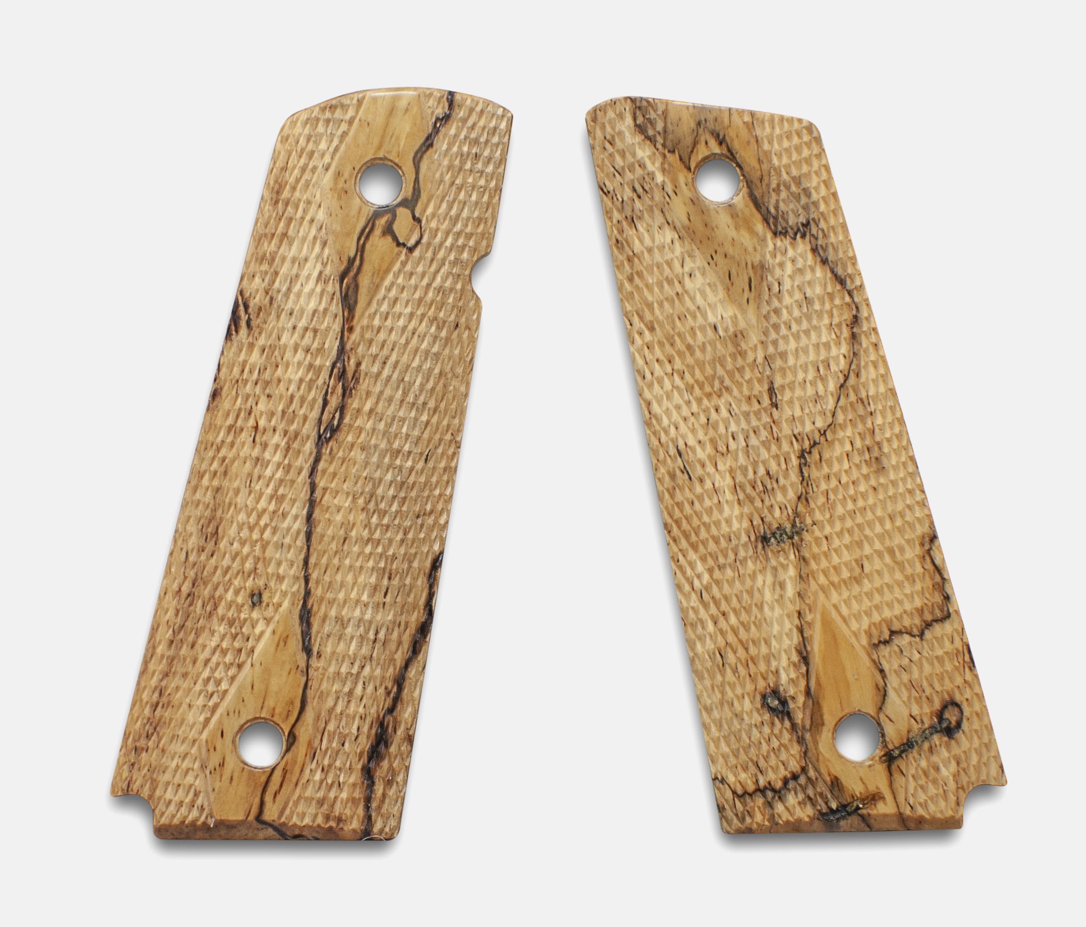 1911 Full Size Grips, White Cocobolo, Double Diamond Checkered, Beveled, Thin