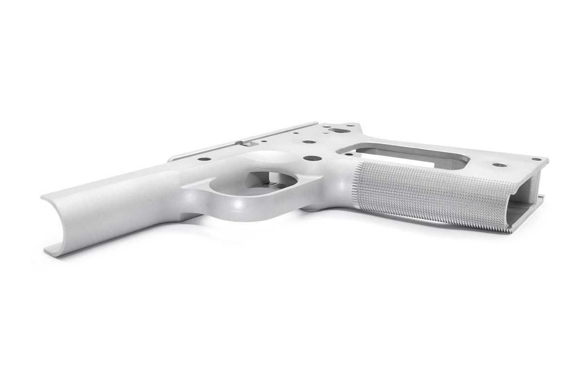 1911 Government Frame - Stainless - Checkered Front Strap — image 3