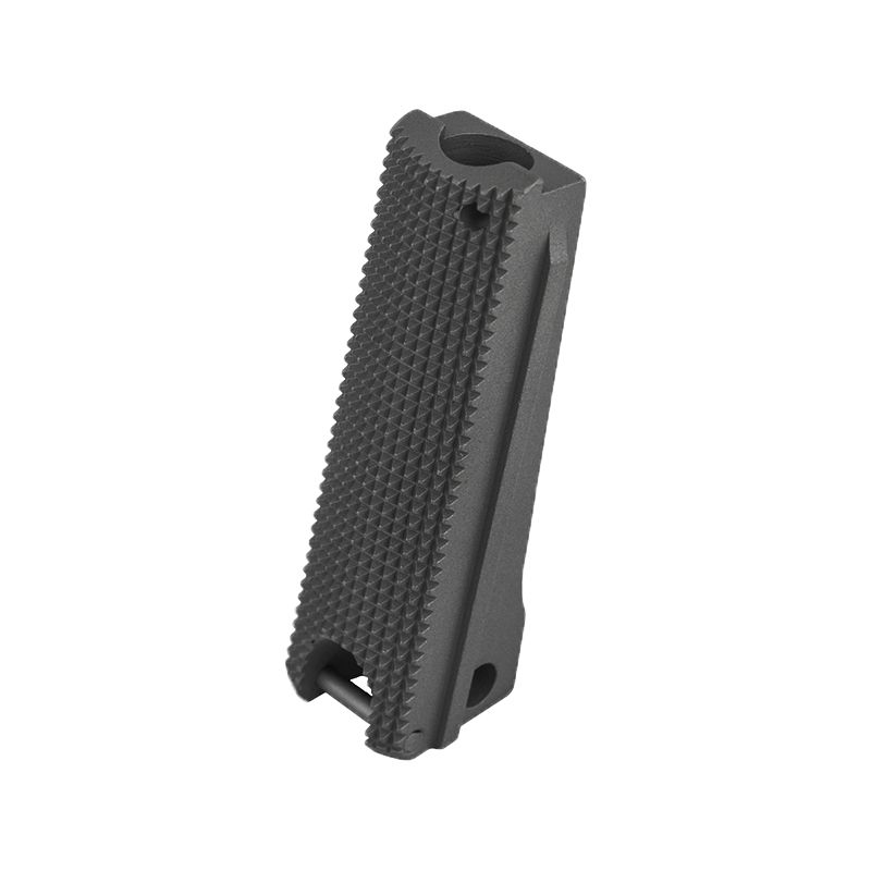 1911 Mainspring Housing - Government, Checkered, Black - Lanyard Loop
