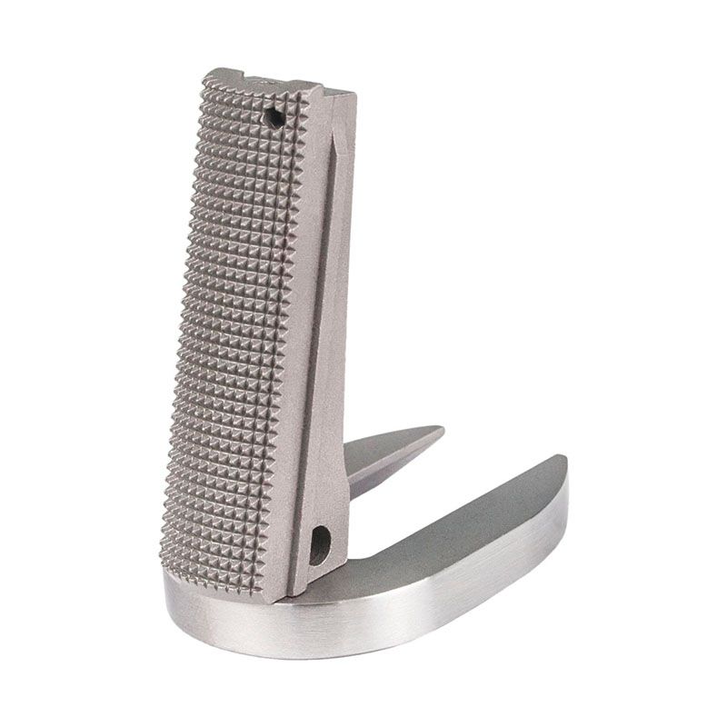1911 Mainspring Housing + Mag-Well - Government, Checkered, Stainless Polished