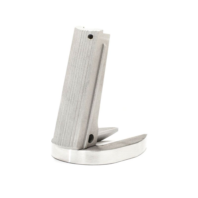 1911 Mainspring Housing + Mag-Well - Government, Serrated, Stainless Polished