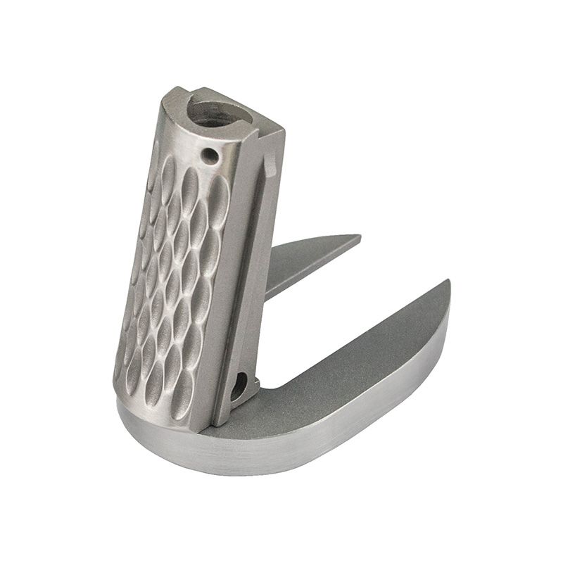 1911 Mainspring Housing + Mag-Well - Officer, Chainlink, Stainless Polished