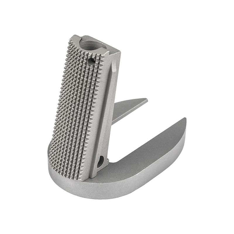 1911 Mainspring Housing + Mag-Well - Officer, Checkered, Stainless Matte