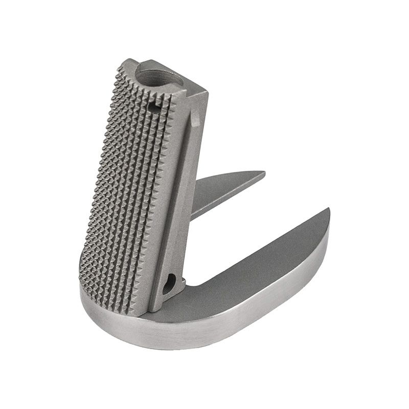 1911 Mainspring Housing + Mag-Well - Officer, Checkered, Stainless Polished