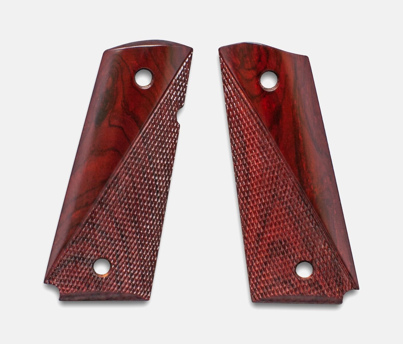 1911 Officer Grips, Red Cocobolo, Ranger Cut, Beveled Bottom