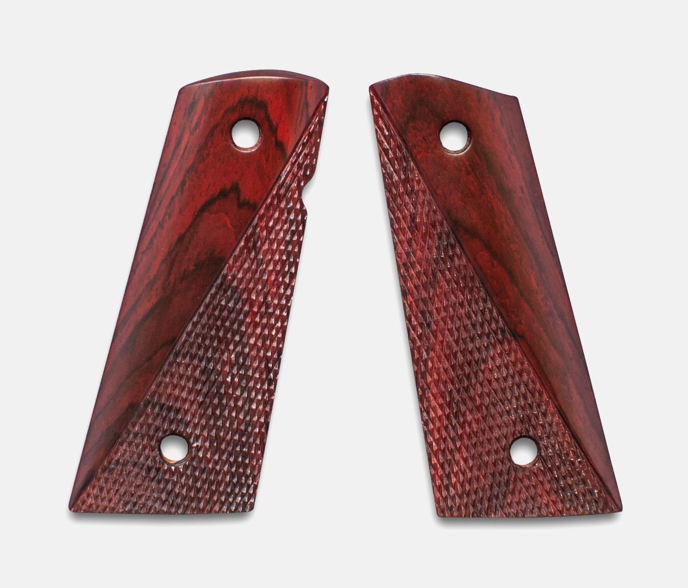 1911 Officer Grips, Red Cocobolo, Ranger Cut, Mag-Well Bottom