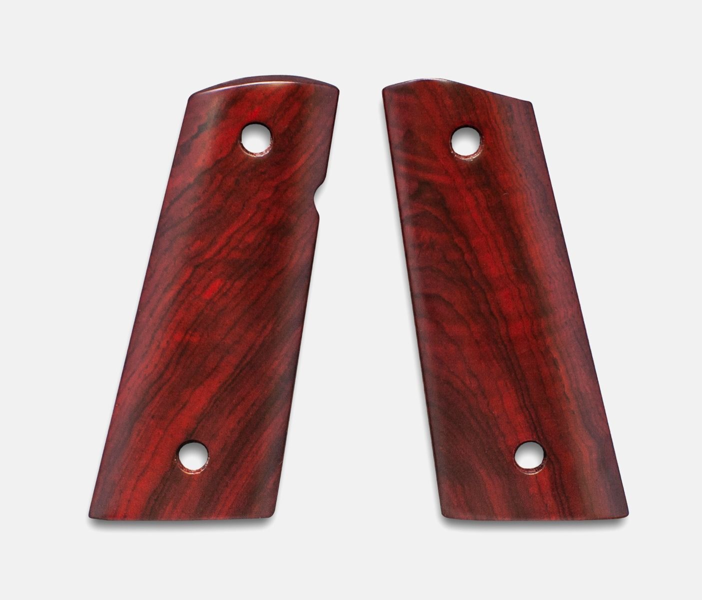 1911 Officer Grips, Red Cocobolo, Smooth, Mag-Well Bottom