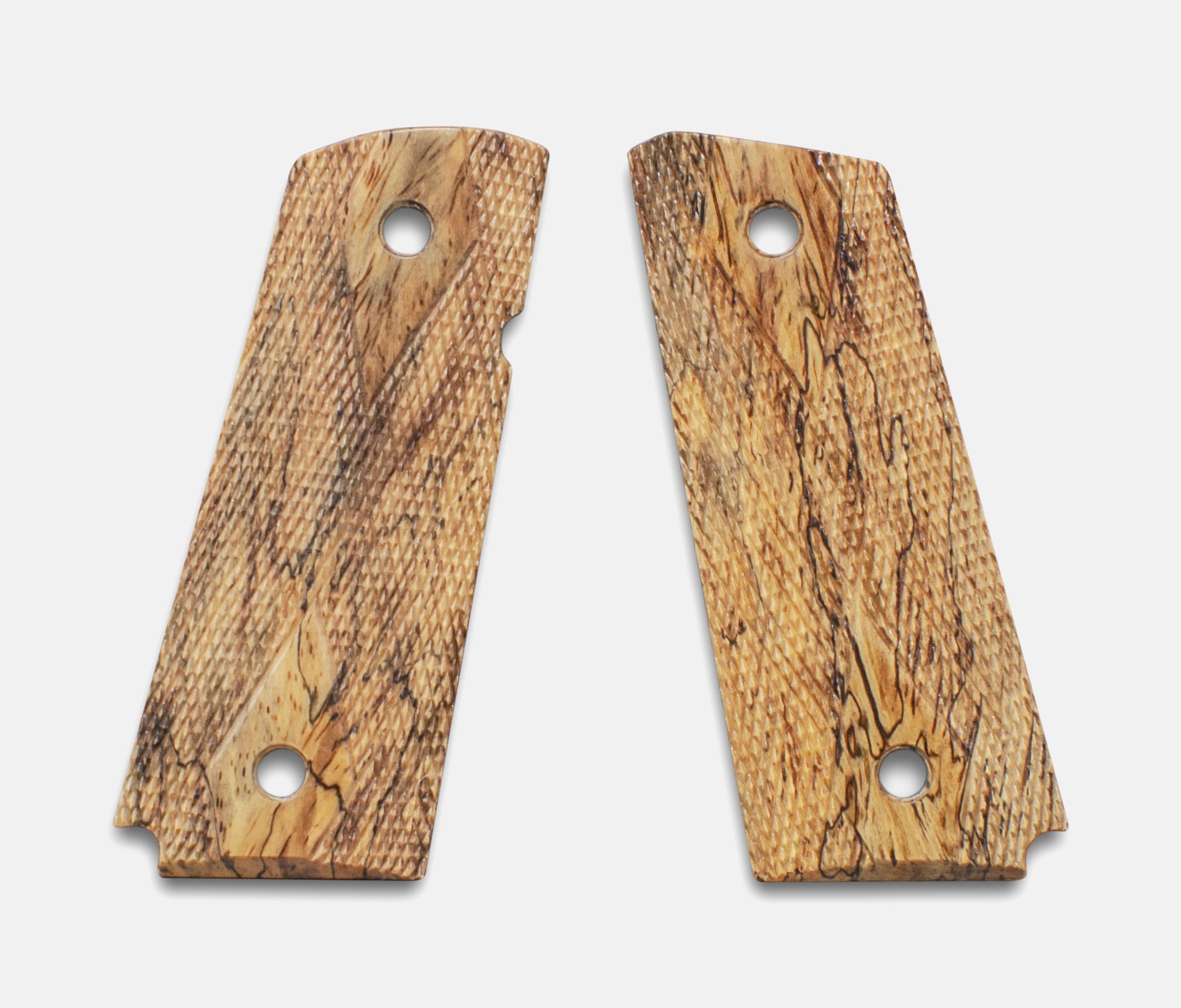 1911 Officer Grips, White Cocobolo, Double Diamond Checkered, Beveled, Thin