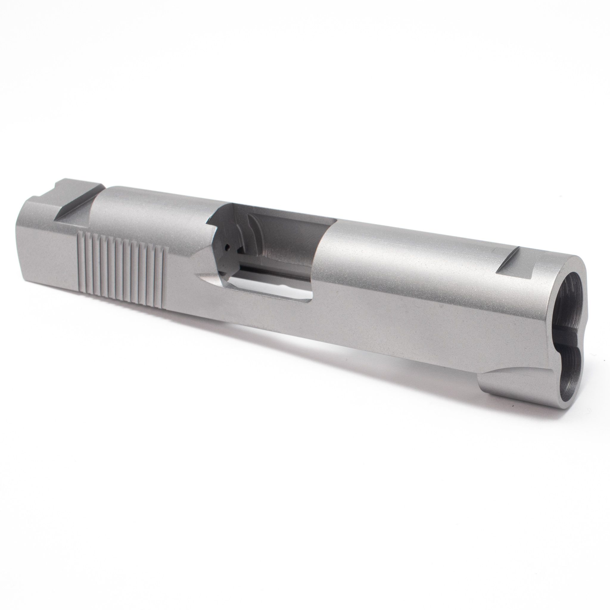 1911 Officer Slide - 45 ACP Carbon Swept Cut/ Thin Rear Serrations/ STD Sight Cuts