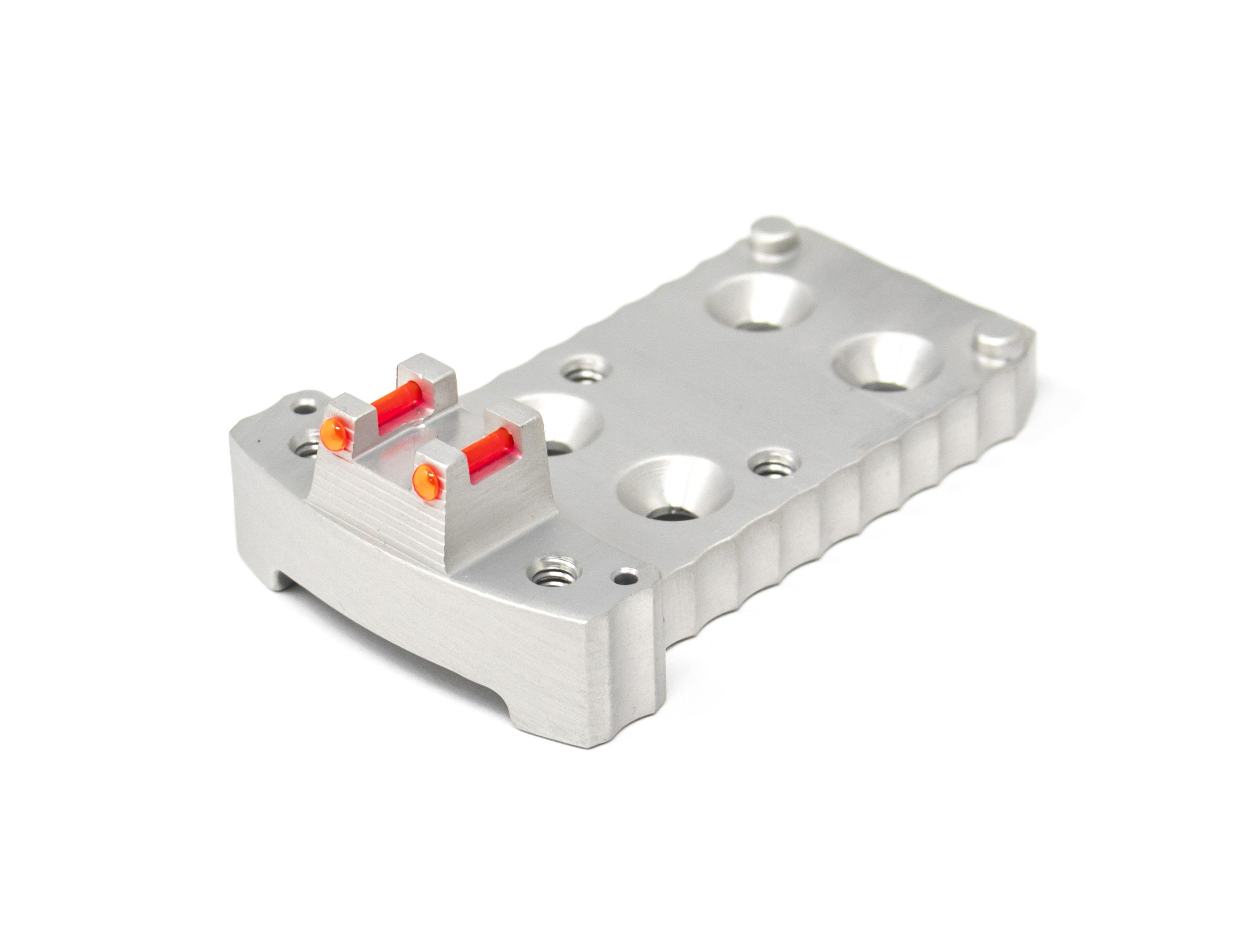 1911 RMR Base Plate (Trijicon Style) -Light-Weight Aluminum -Silver, Fiber Optic