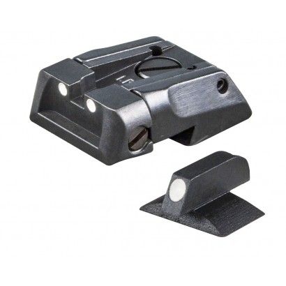 1911 Standard Dovetail - White Dot Adjustable Sight Set Contour Front Sight