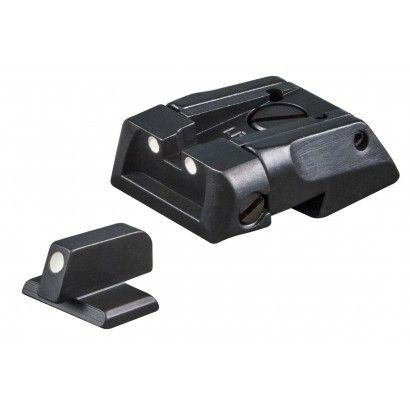 1911 Standard Dovetail - White Dot Adjustable Sight Set Flat Front Sight