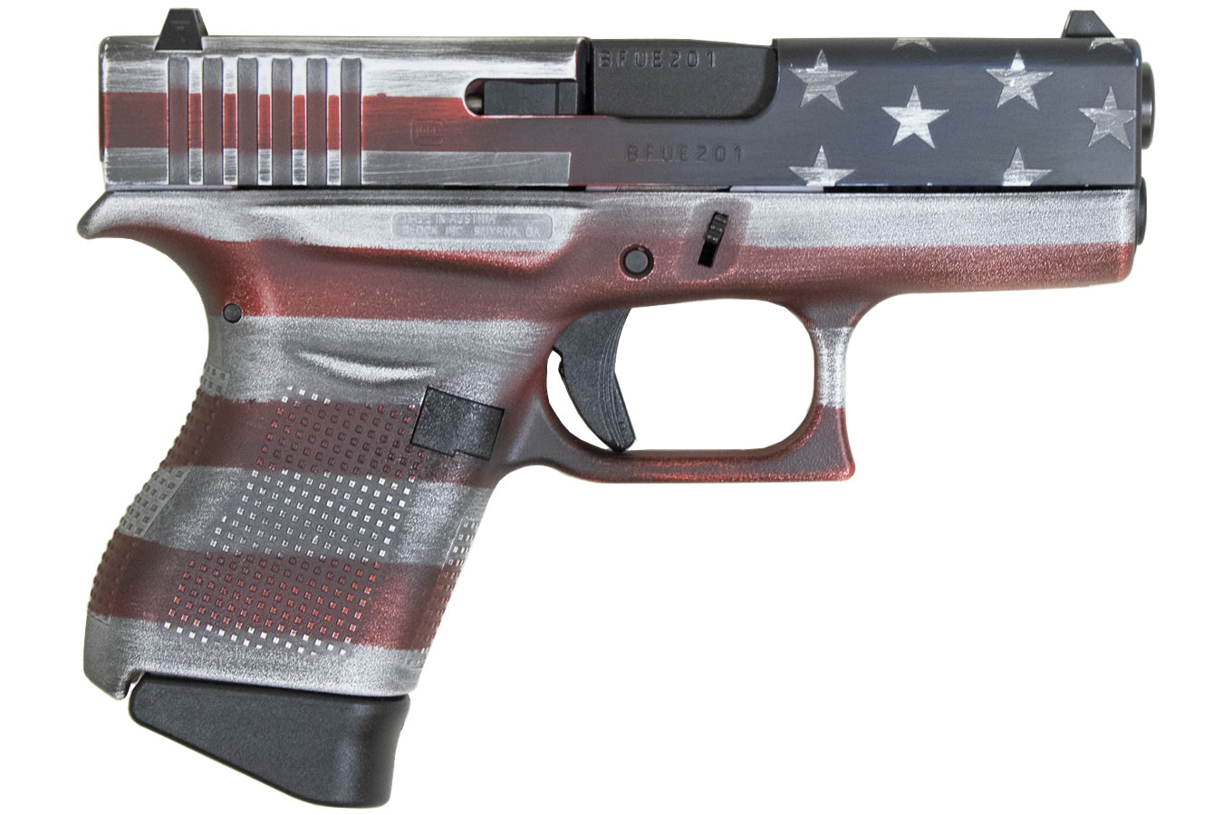 43 9mm Single Stack Pistol with Cerakote Battleworn American Flag Finish (Made i