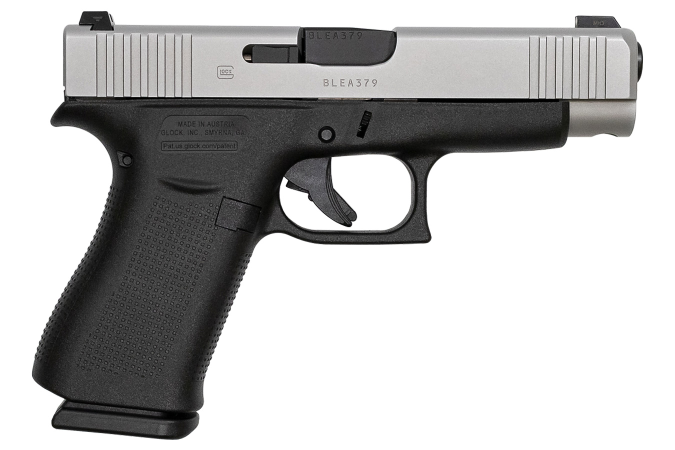 48 9mm 10-Round Pistol with Silver Slide and Glock Night Sights