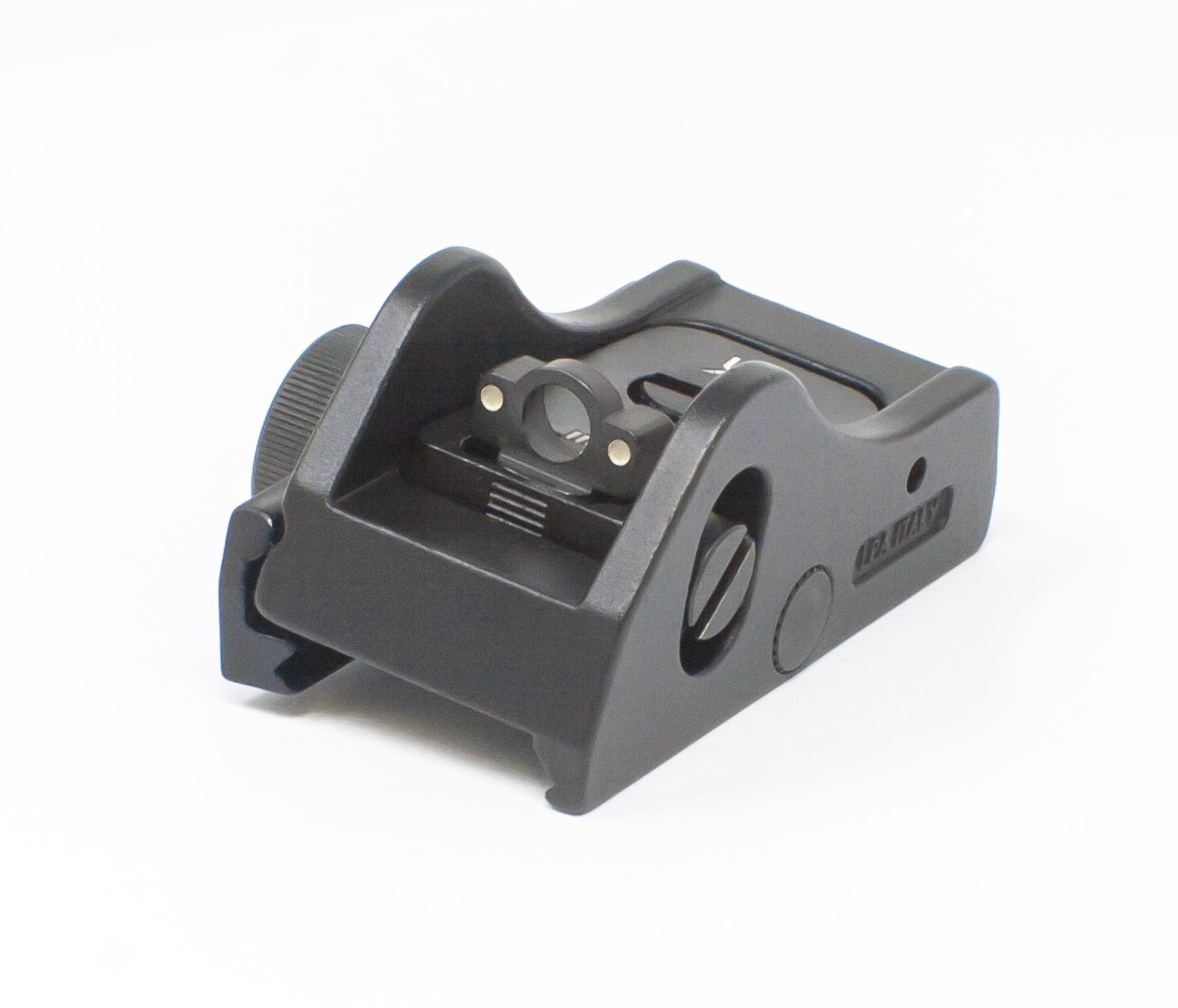 Adjustable Rear Shotgun Sight for Weaver &/or Picatinny Rail - Twin White Dot Ghost Ring