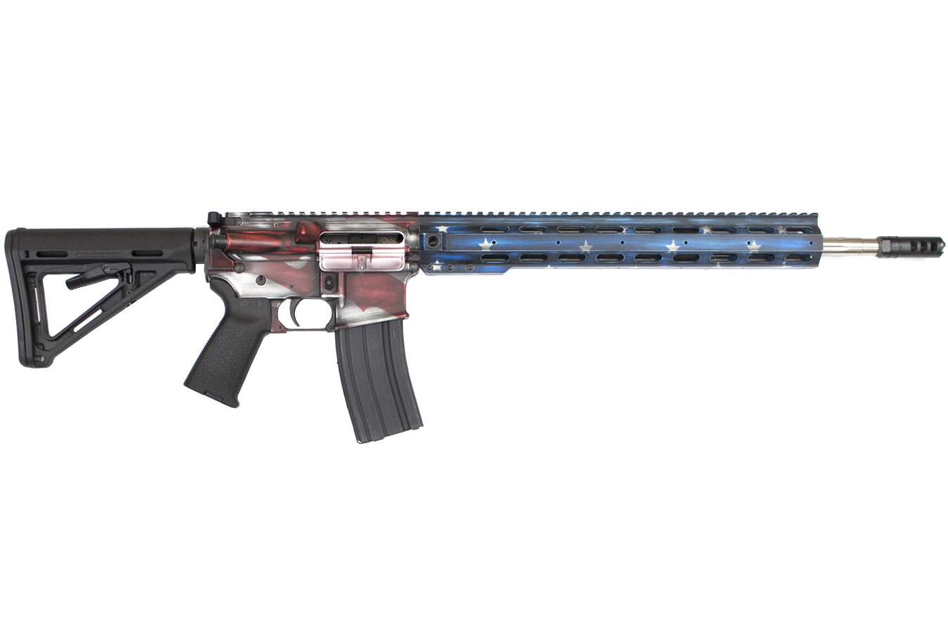 AM-15 5.56mm Patriotic Semi-Automatic Rifle with American Flag Battle Worn Finis
