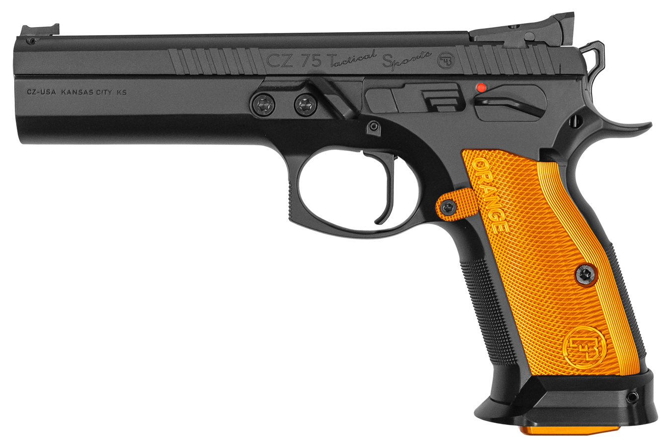 CZ75 Tactical Sports 9mm Pistol with Aluminum Orange Grips
