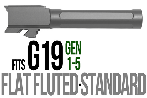 Fits Glock 17 9MM Match 5 Sided Flat Fluted Threaded Barrel IN Flat Gray