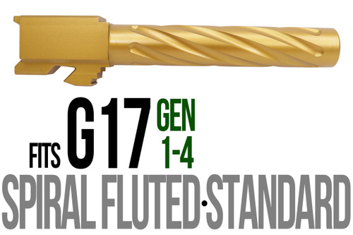 Fits Glock 17 9mm Match Straight Fluted Barrel in Gold