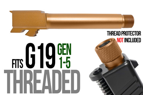 Fits Glock 19 9MM Match Grade Barrel Threaded IN Flat Gray