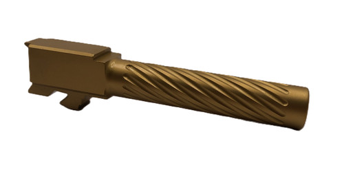 Fits Glock 19 9MM Match Thin Spiral Fluted Threaded Barrel IN Gold