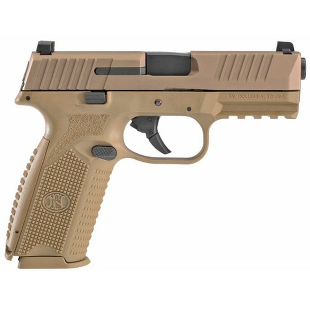 FN America, FN 509, Semi-automatic, Striker Fired, Mid Size, 9MM, 4″ Barrel, Polymer Frame, Black Finish, 2-15Rd Magazines, 3 Dot Sights, Non-Manual Safety