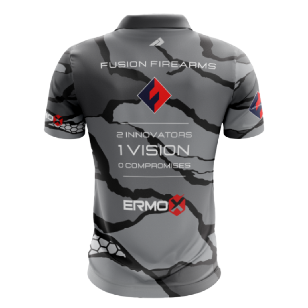 Fusion Shooter Shirt - Grey & Black Camo Performance Polo — image 2