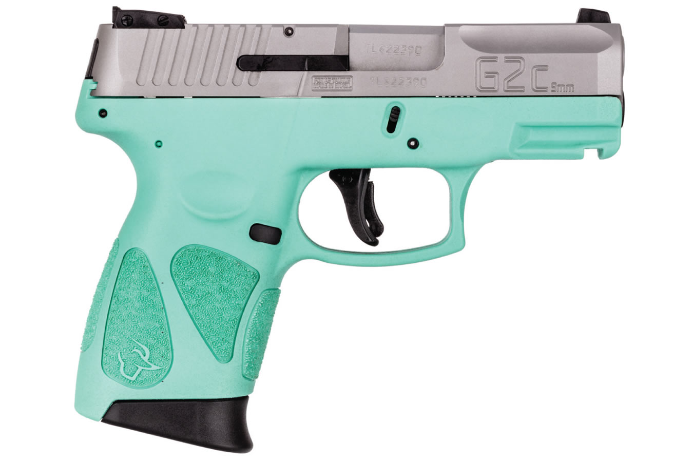G2C 9MM Sub Compact Pistol With Cyan Frame And Stainless Slide