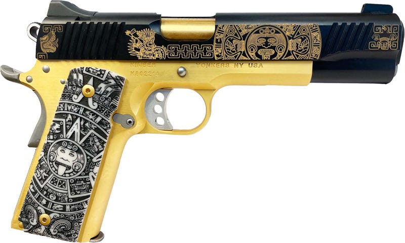 Kimber Custom II Two Tone 24 Carat Gold Black Aztec Style 45 Acp 5 Barrel 7 Rounds Grabagun Exclusive