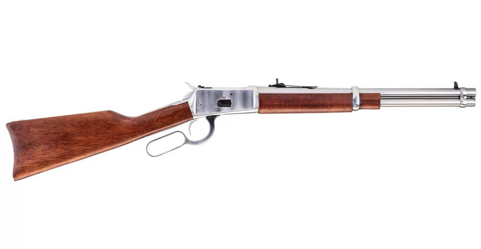 R92 .45 Colt Lever-Action Rifle with Polish Stainless Steel Finish and Hardwood