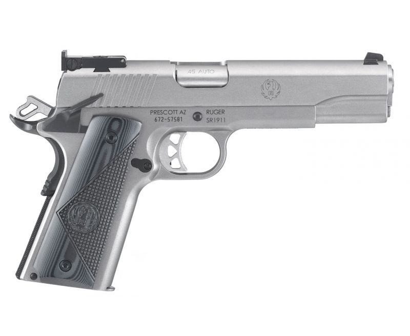 Ruger SR1911 .45 ACP 5″ Stainless Hardwood Novak