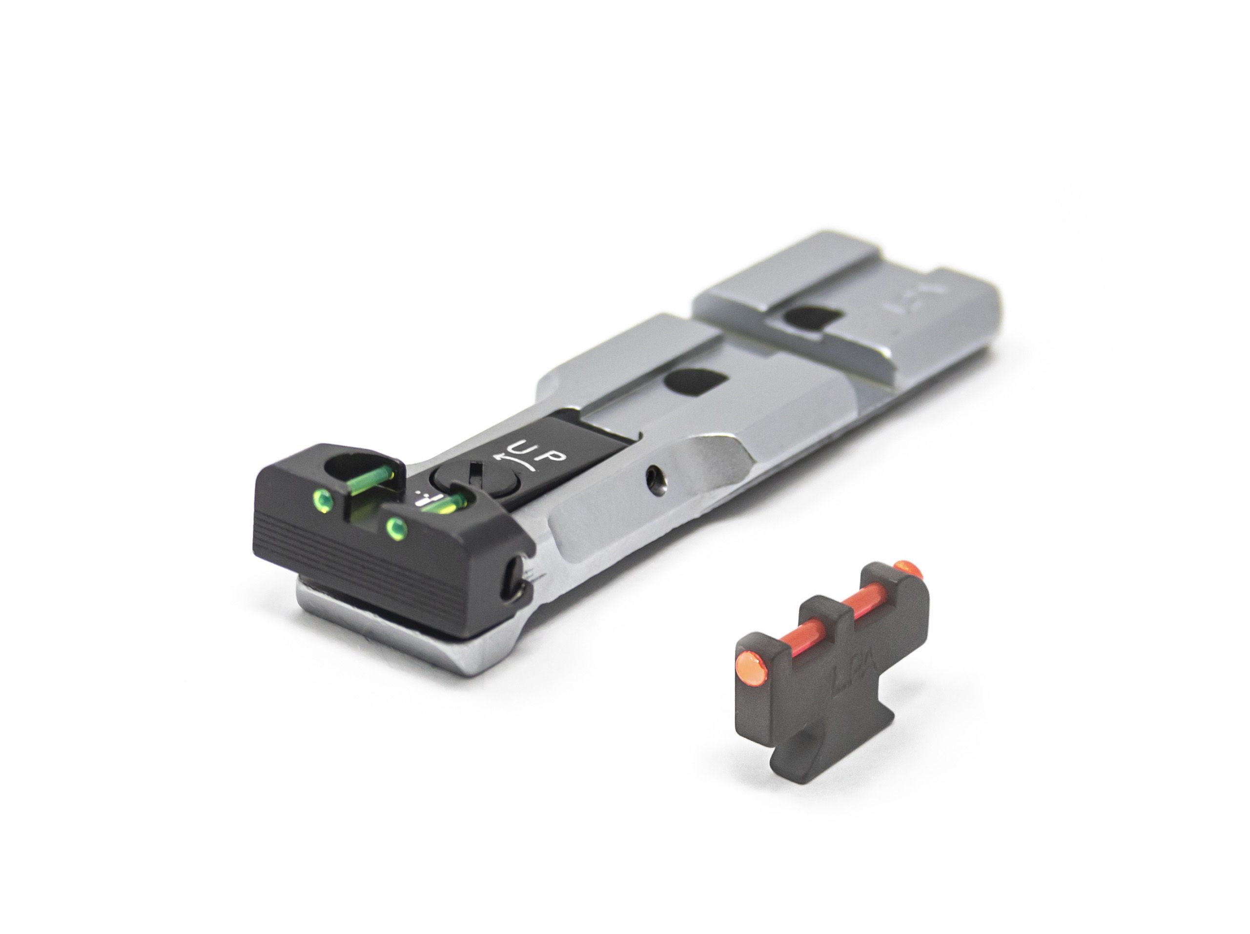 S&W RMR Rear Sight Fiber Optic Silver Body With Red Plunger Front Sight