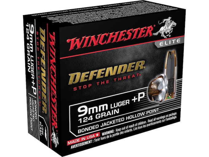 Winchester Defender 9MM Luger P Ammo 124 Grain Winchester PDX1 Bonded Jacketed Hollow Point 200 Rounds