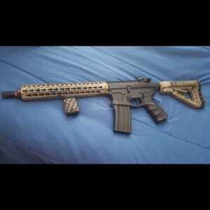 G&G CM16 SRXL Airsoft M4 AEG Rifle with Keymod Rail Camo Bundle