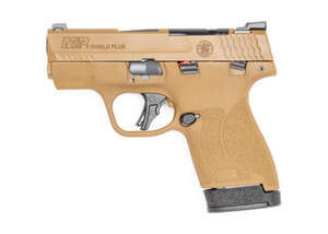 Smith and Wesson M&P9 Shield Plus, Optic Ready, Flat Dark Earth Night Sight, No Thumb Safety, and 4 Magazines