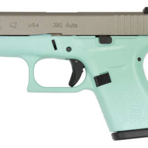 42 .380 Auto Eggshell Blue Cerakote Single Stack Pistol with Silver Slide