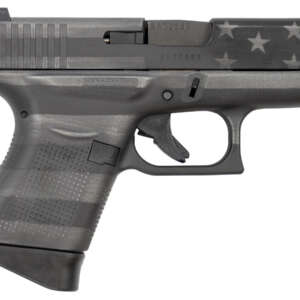 43 9mm Black and Gray Single Stack Pistol with American Flag Slide