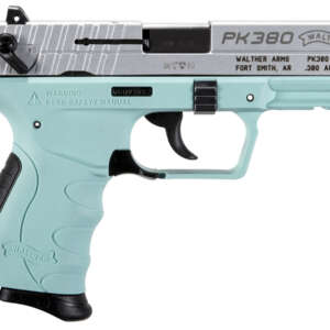 PK380 380 ACP Centerfire Pistol with Angel Blue Frame and Nickel Slide