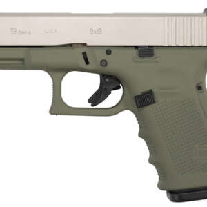 19 Gen4 9mm 15-Round Pistol with Forest Green Frame and Shimmering Cerakote Alum