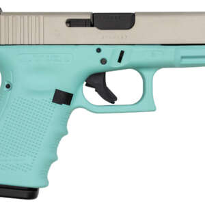 19 Gen4 9mm 15-Round Pistol with Robins Egg Blue Frame and Silver Slide Cerakote
