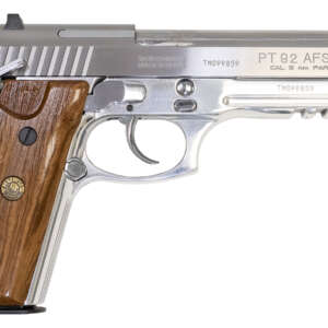 PT 92 AFS-D Stainless 9mm Luger Semi-Automatic Pistol with Wood Grips