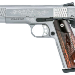 Engraved 1911 45 ACP Pistol with E-Series Wood Laminate Grips